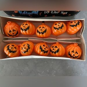 VTG Halloween Blow Mold Pumpkins Set of 10 No Lights Frite Nite Haunting